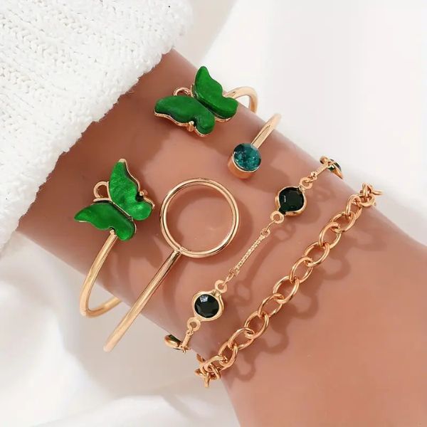 Esplendor Esmeralda - Set de Joyería Exclusivo - Incluye brazalete (4 piezas), collar y aretes