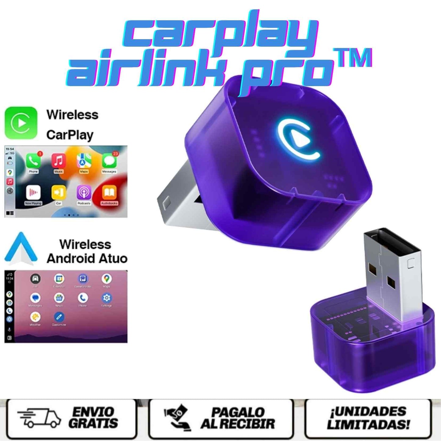 CarPlay AirLink Pro™ El adaptador inalámbrico que convierte cualquier CarPlay con cable en una experiencia automática, rápida y sin enredos.