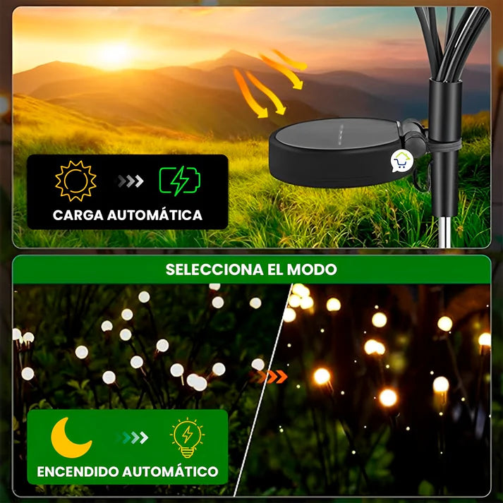 Luciérnagas Solares - 2 Estacas con 10 LEDs cada una