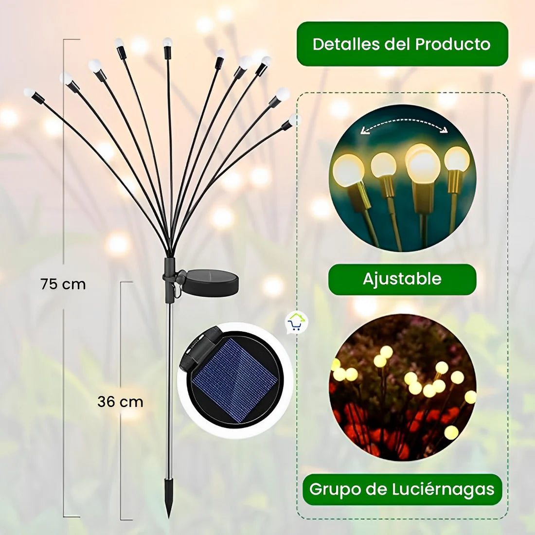 Luciérnagas Solares - 2 Estacas con 10 LEDs cada una