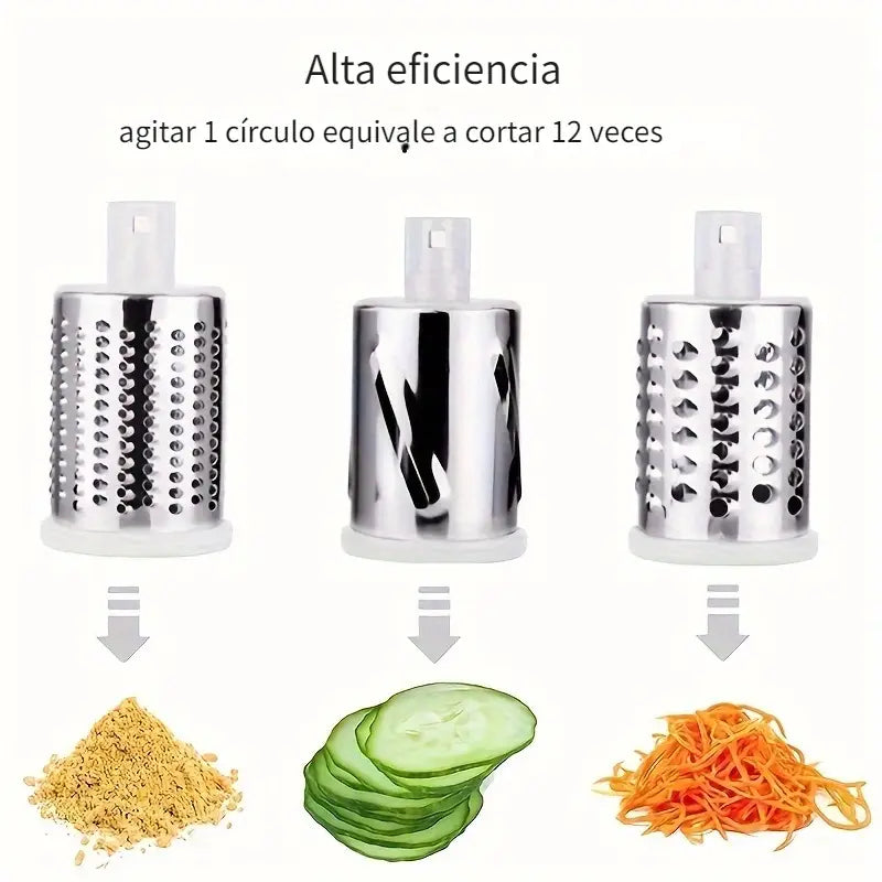 Rallador de Tambor Premium 3 en 1: ¡Magia para tu cocina!