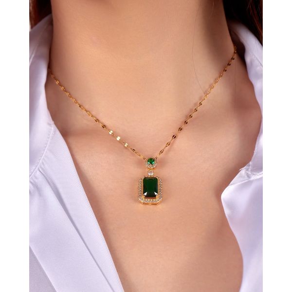 Esplendor Esmeralda - Set de Joyería Exclusivo - Incluye brazalete (4 piezas), collar y aretes