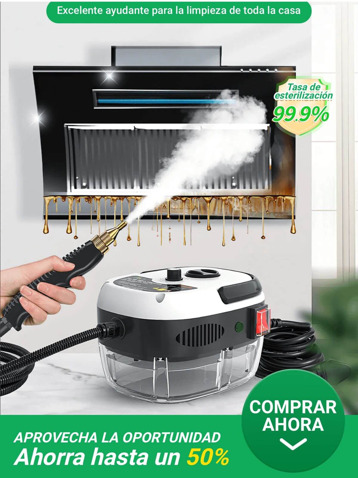 🔥 ¡Limpieza Profesional en Segundos! 🔥 Potente Limpiador a Vapor 2500W