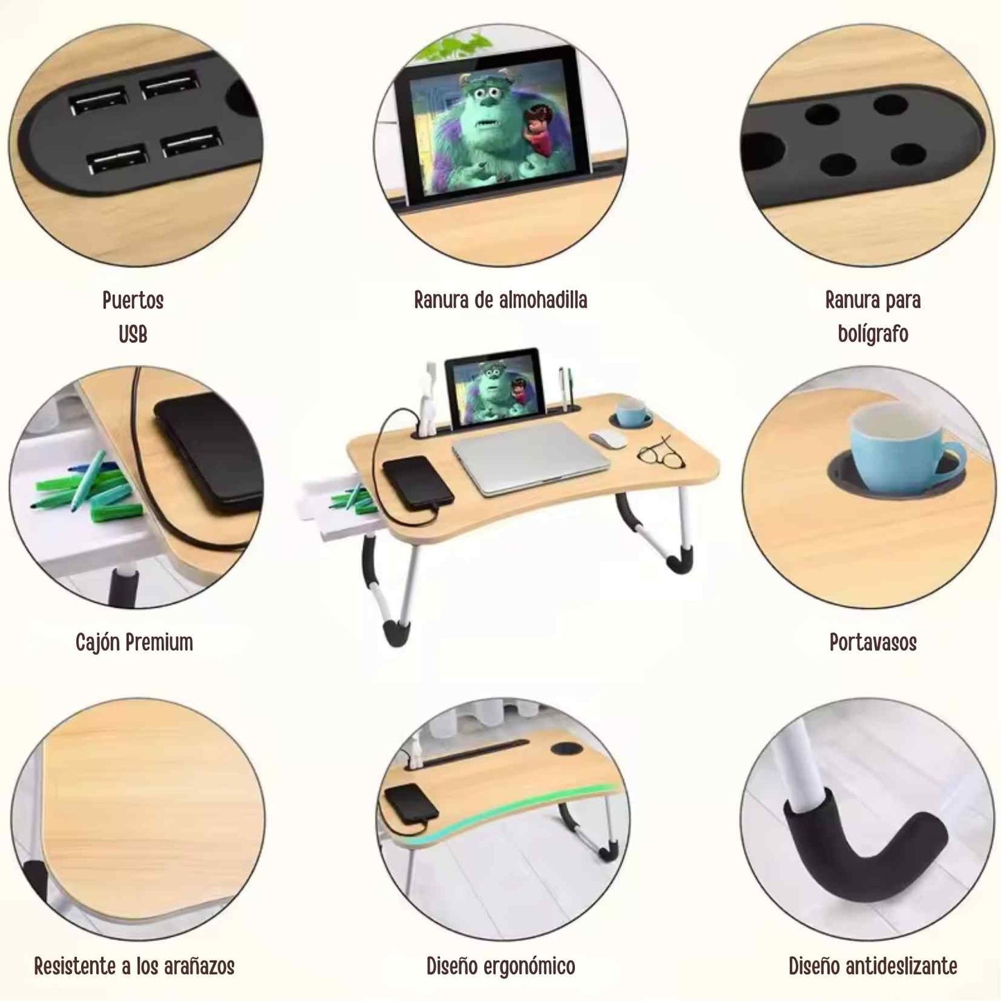 FlexiDesk™ Tu mini estación de trabajo, desayuno o relax… ¡donde quieras y cuando quieras! 💻☕
