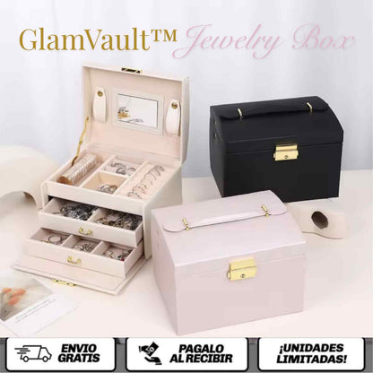 GlamVault™ Jewelry Box El cofre de 3 niveles que mantiene tus joyas seguras, ordenadas y siempre listas para brillar.