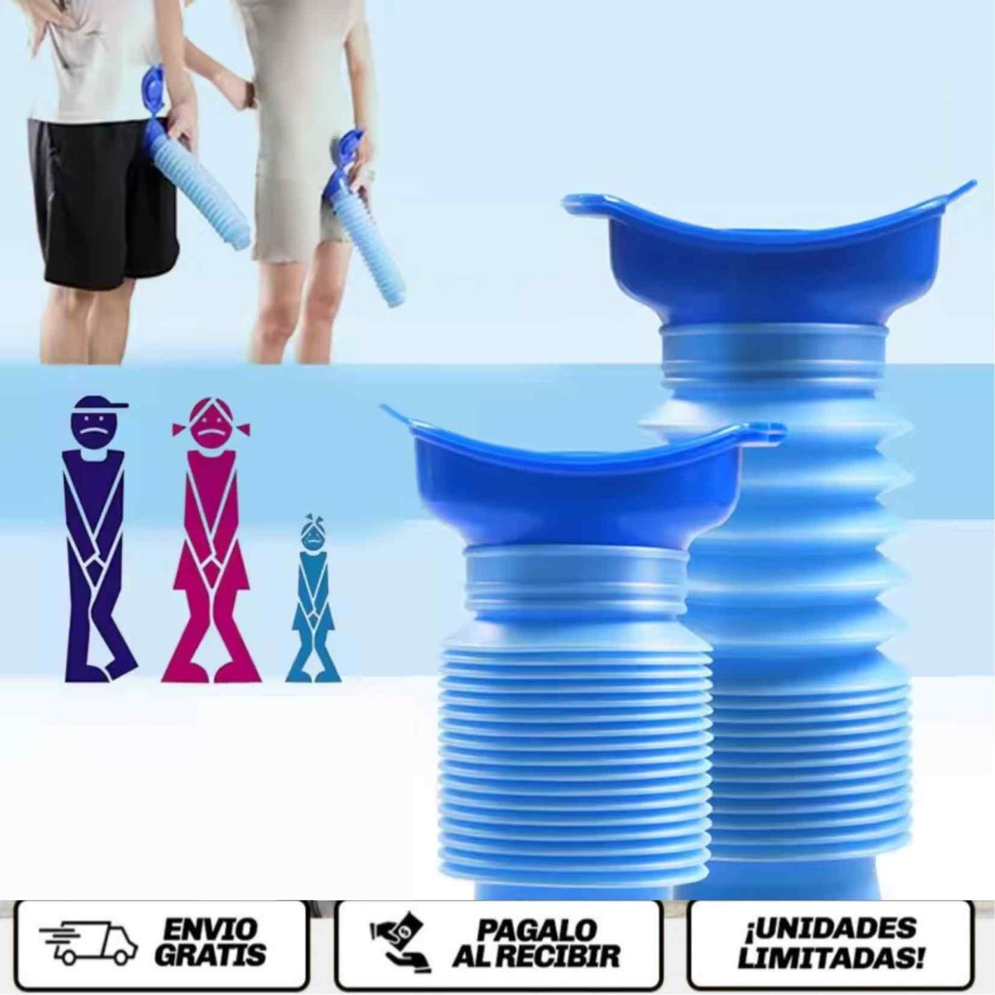 UrinGo Flex™ El urinario portátil retráctil que te salva en cualquier emergencia, estés donde estés.