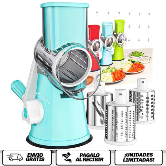 SliceMaster Pro™ 3X El molino inteligente que ralla, corta y pica en segundos sin esfuerzo ni riesgo.
