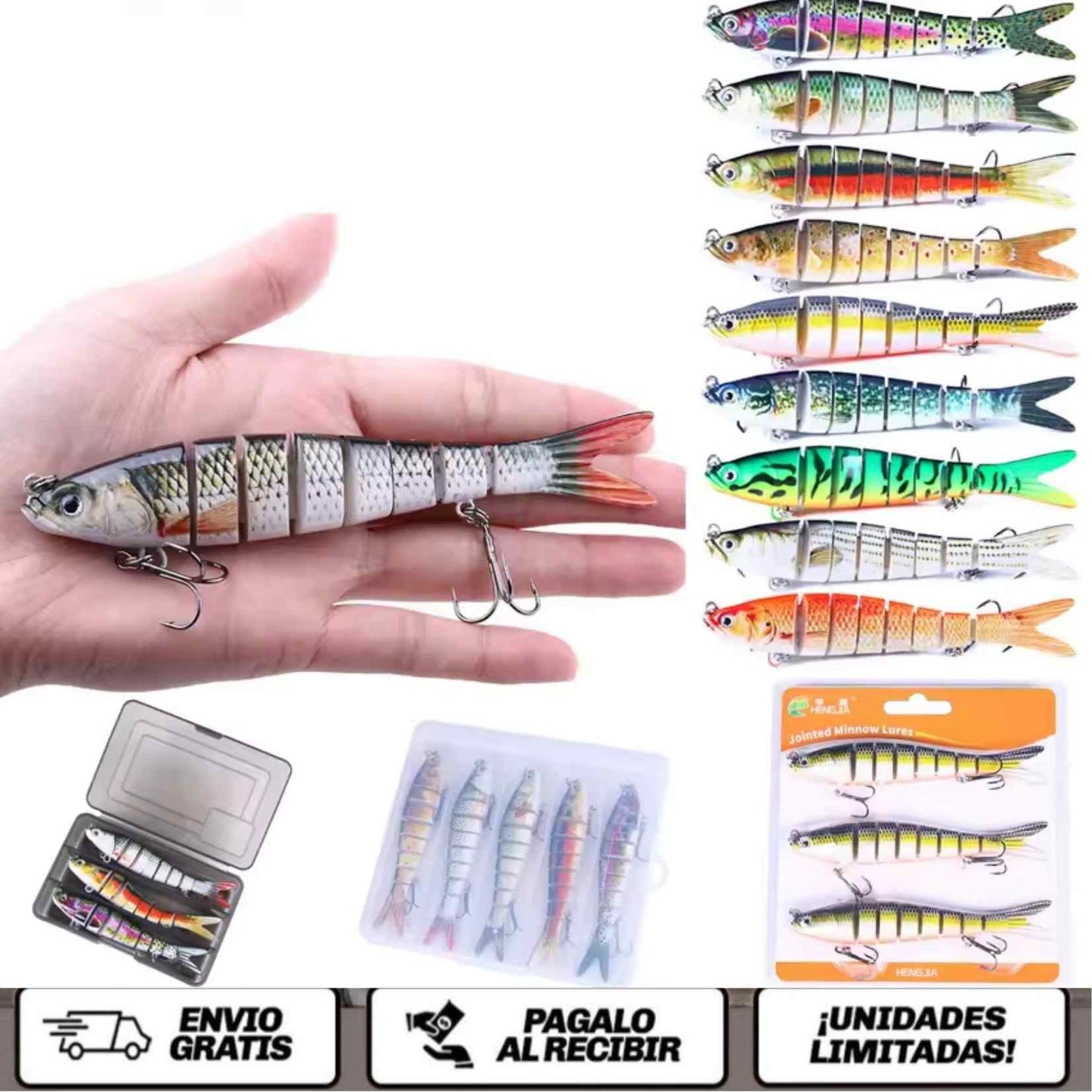 PredaFlex™ X 3 UNDS – Señuelos Realistas de 6 Segmentos