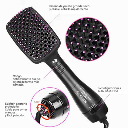 LisoOne Pro™ El cepillo inteligente que seca, alisa y da volumen en una sola pasada… sin maltratar tu cabello.