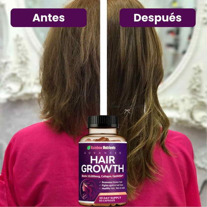 HairGrowth X10™  La fórmula avanzada que fortalece tu cabello desde la raíz y lo ayuda a crecer más fuerte, grueso y saludable. (120 unds)