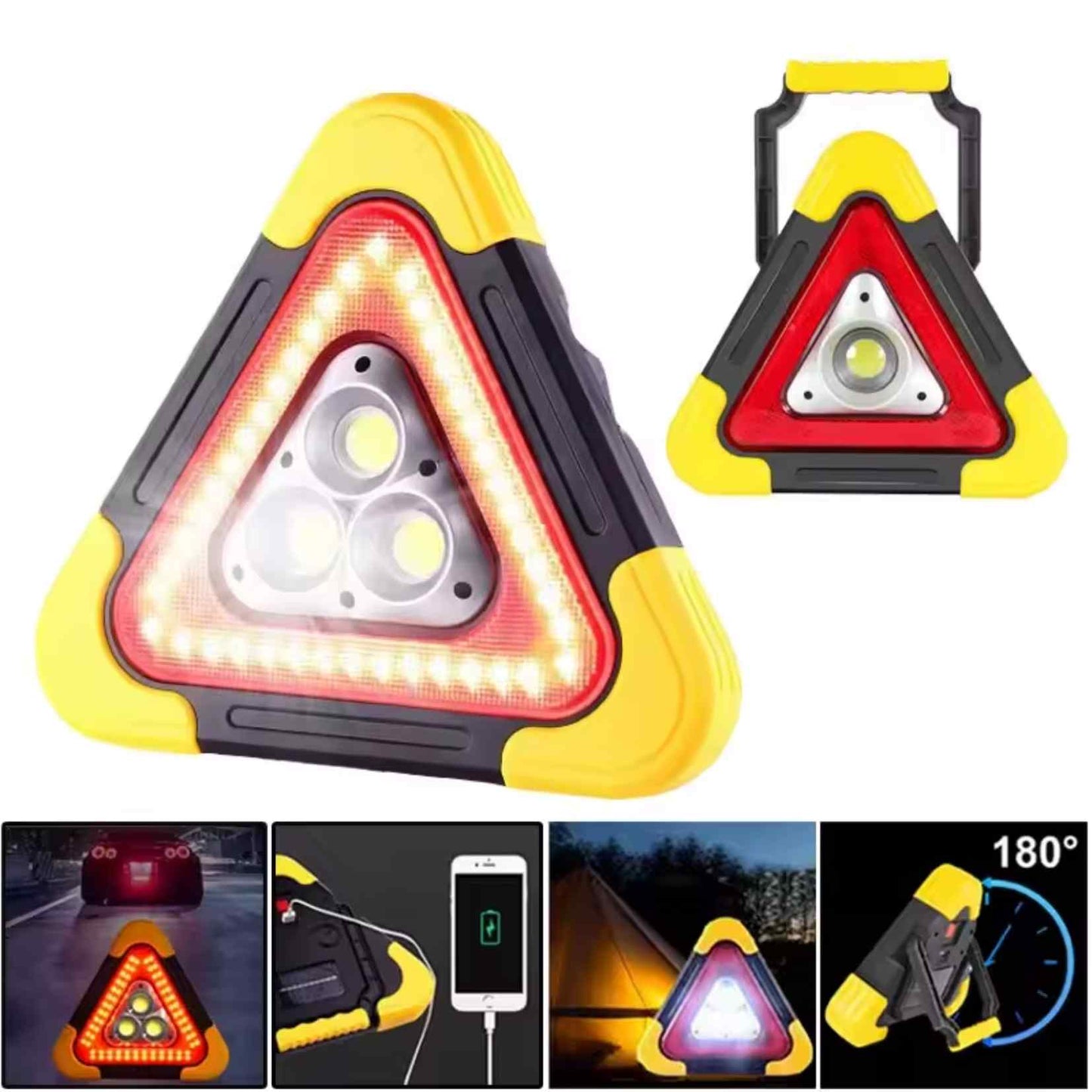 RoadSafe™ Triángulo Solar de Emergencia Tu escudo luminoso en carretera. Visibilidad, seguridad y energía… todo en un solo dispositivo.