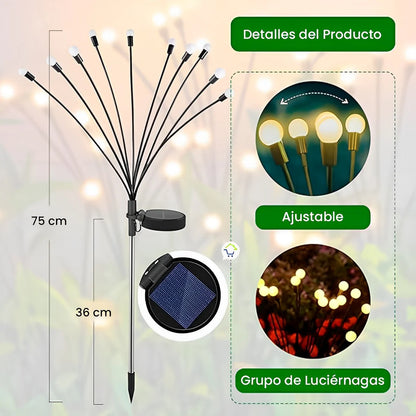 Luciérnagas Solares - 2 Estacas con 10 LEDs cada una