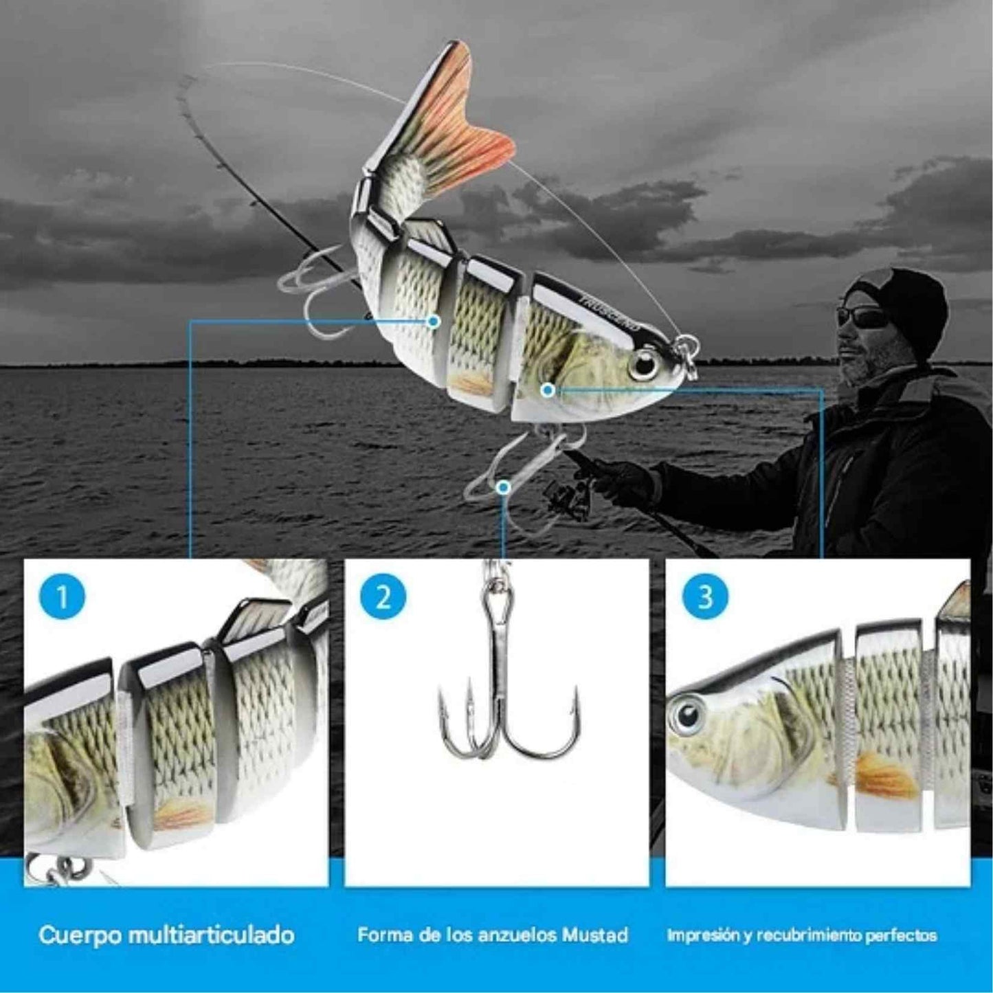 PredaFlex™ X 3 UNDS – Señuelos Realistas de 6 Segmentos