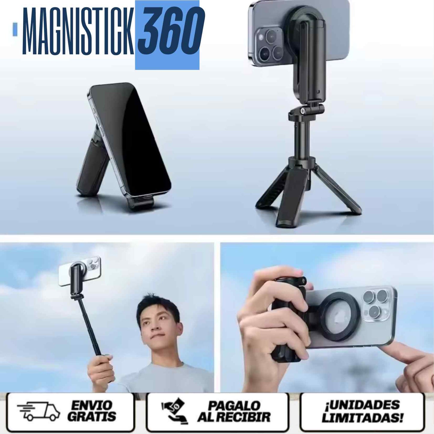 MagniStick™ 360 El palo de selfie magnético que redefine la forma de grabar, crear y capturar momentos.