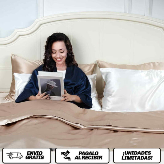 SilkDream™ Pillowcase Duo  La funda de satín que cuida tu cabello y tu piel mientras duermes.
