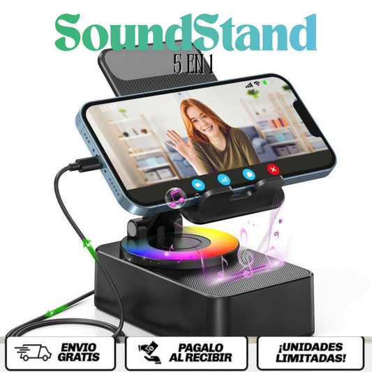 SoundStand™ 5-in-1 El altavoz inteligente que sujeta, recarga y hace que todo suene mejor.