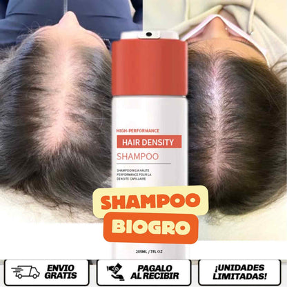 BioGro™ Shampoo El champú anticaida, estimula el crecimiento, purifica el cuero cabelludo y deja tu cabello con cuerpo, brillo y vida real.