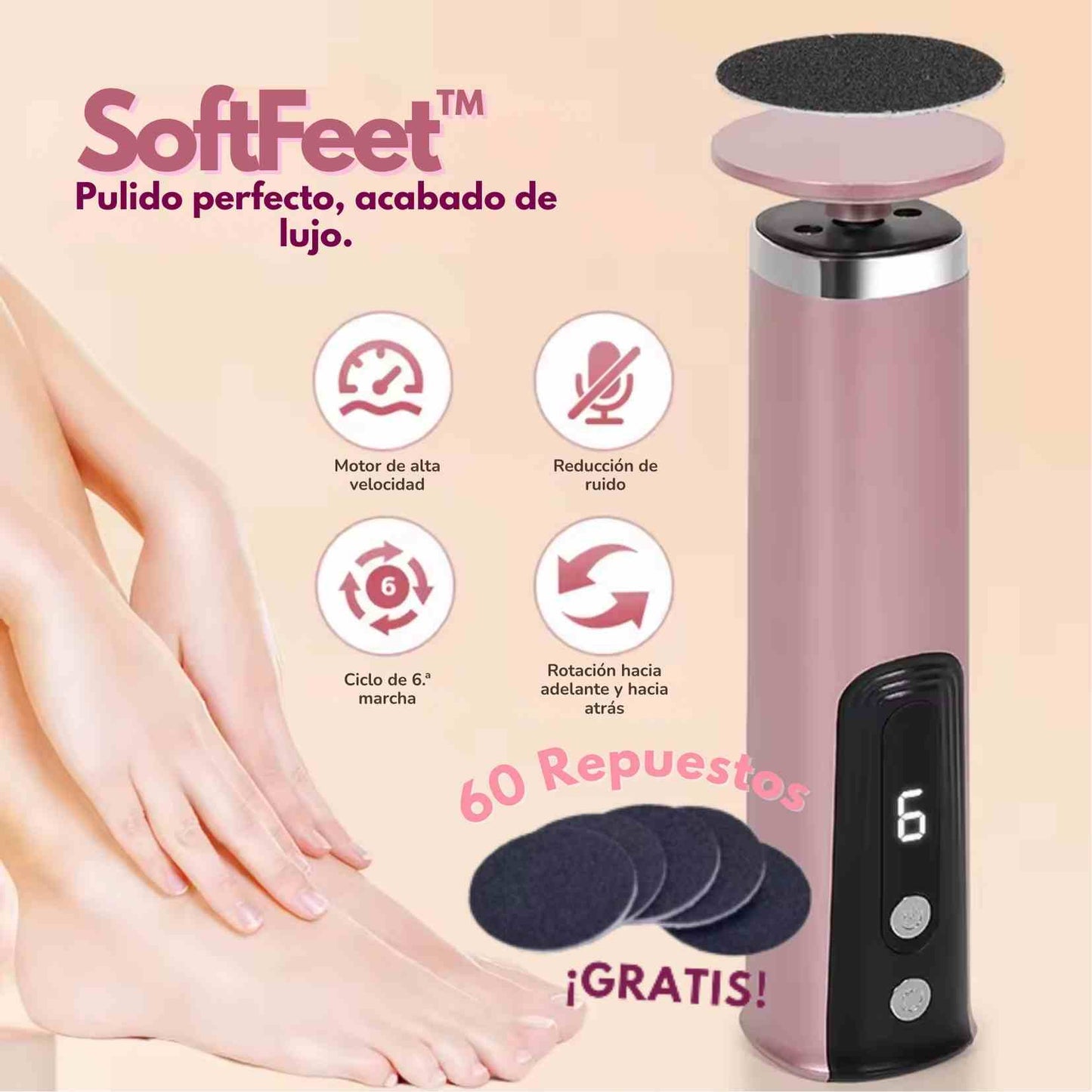 SoftFeet™ + 60 Repuestos ¡gratis! - La experiencia spa que convierte cada pedicura en un ritual de lujo.