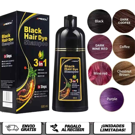 BlackForce™ 3-in-1 Hair & Beard Dye Shampoo Color, cuidado y vitalidad en un solo paso