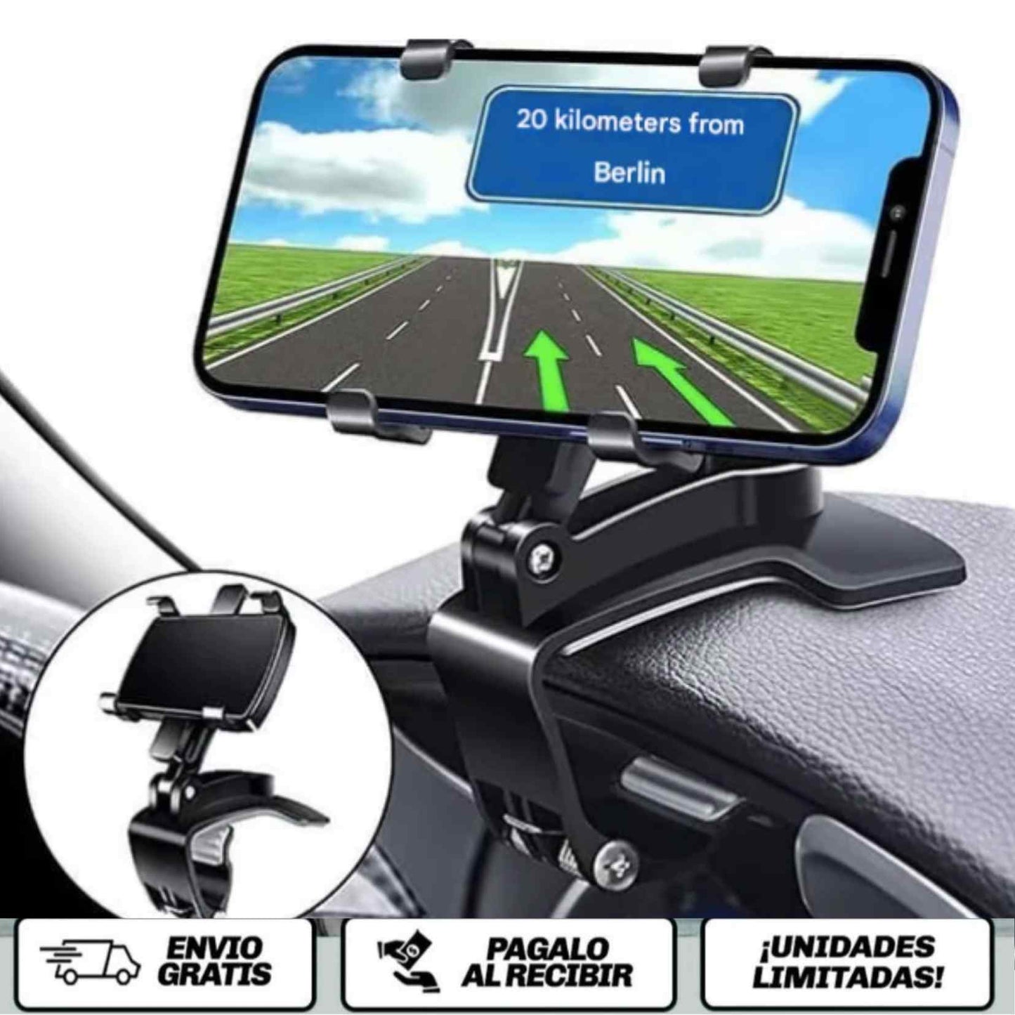 EyeLineGrip™ 360 - Tu teléfono a la altura de la ruta. Tu mirada siempre en el camino.