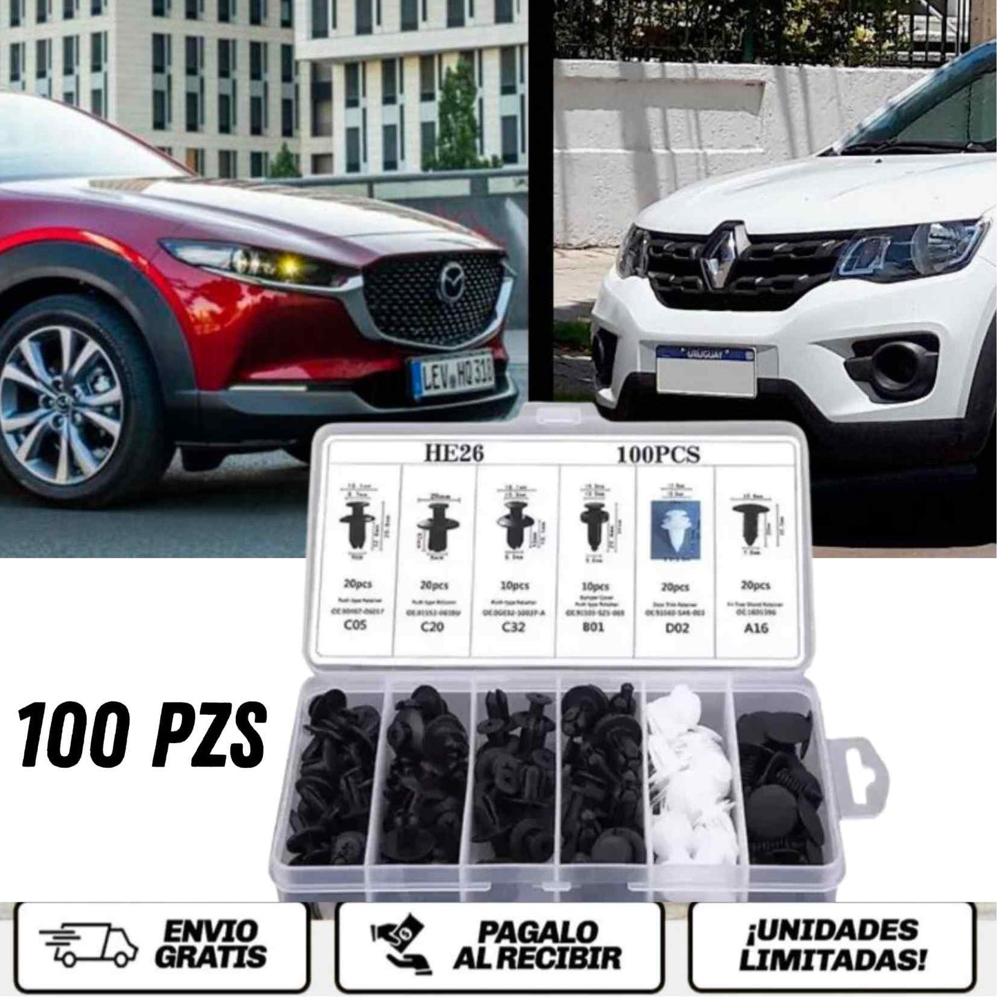 FixGrip AutoClips™ Sujeción firme, cero vibraciones y máxima durabilidad para tu carro.
