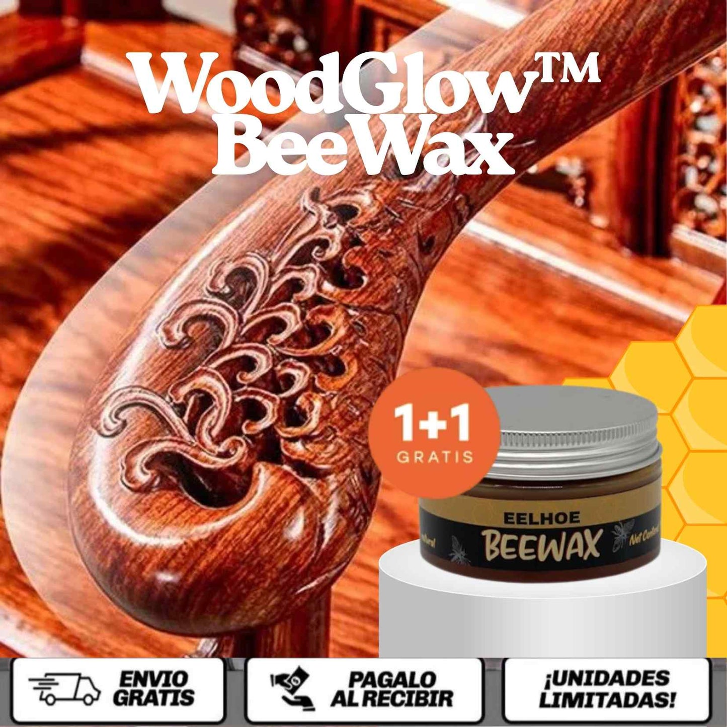WoodGlow™ BeeWax - LLEVA 1 GRATIS - La cera natural que revive tu madera y la protege como nueva